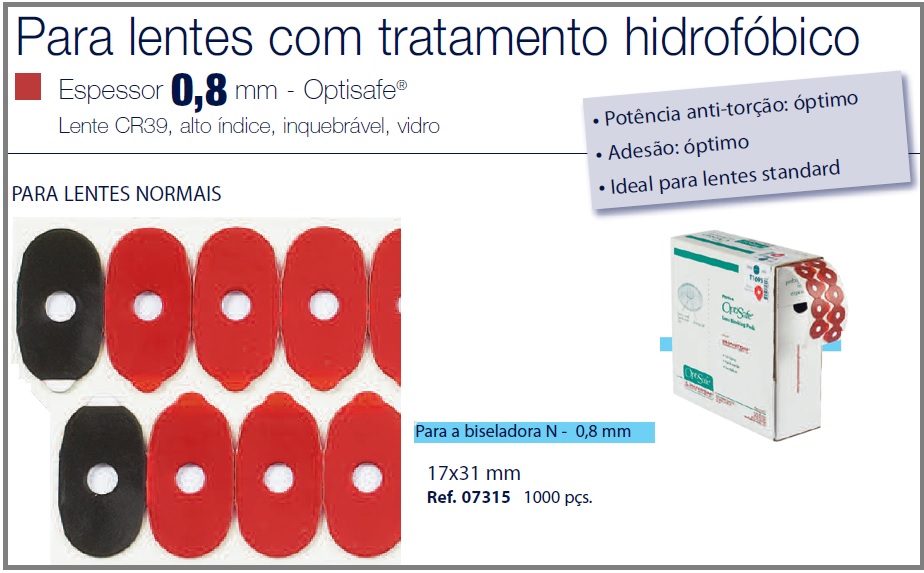 0207315-Biadesivo Blocking Pad Crizal 17x31mm Mod7315 - Contém 1000 Peças  - ENTREGA IMEDIATA